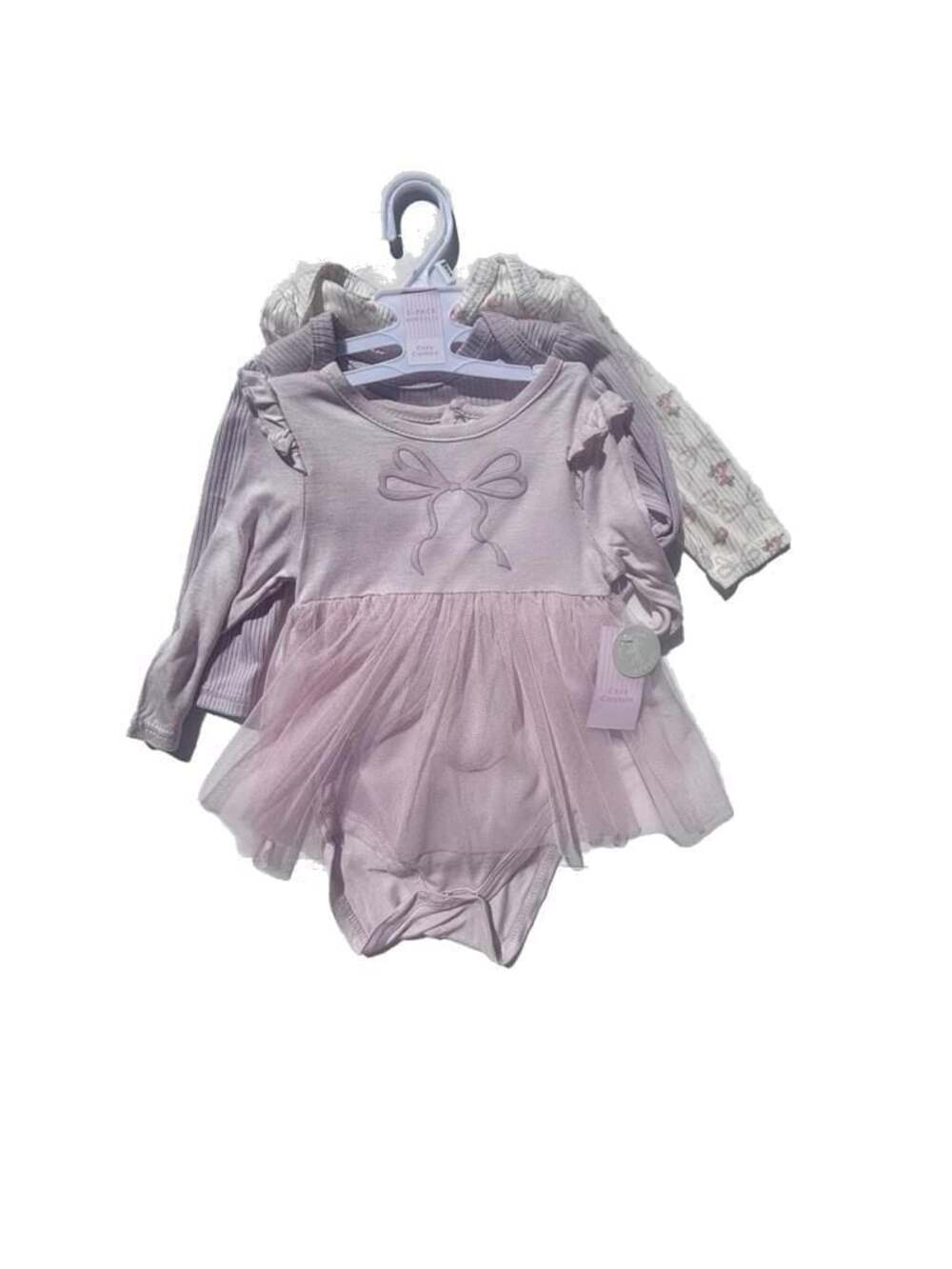 Cozy Couture Baby 100% Bamboo 3-Pack Long Sleeve Bodysuits & Tulle Tutu Dress‎
